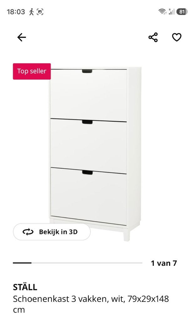 Schoenen kast, Ophalen, Zo goed als nieuw