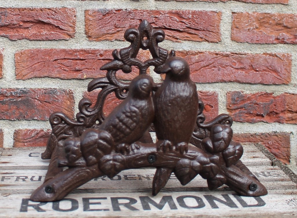 Gietijzeren tuinslanghouder met 2 vogels bruin BR14, Euregioweg 225 Enschede, Info@esschertdesign.nl, Nieuw, Ophalen of Verzenden