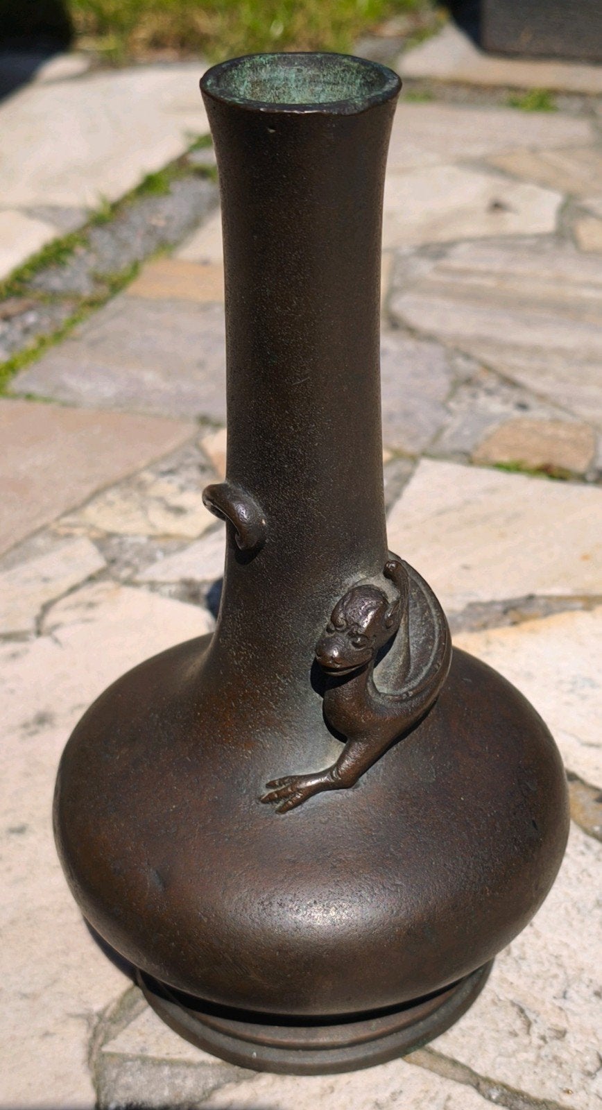 Antieke bronzen 'chilong' vaas uit de Meiji-periode, Antiek en Kunst, Ophalen of Verzenden