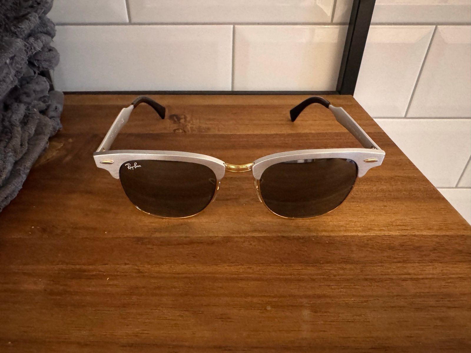 Ray-Ban Clubmaster Zonnebril Aluminium, Zonnebril, Zwart, Ophalen of Verzenden, Zo goed als nieuw