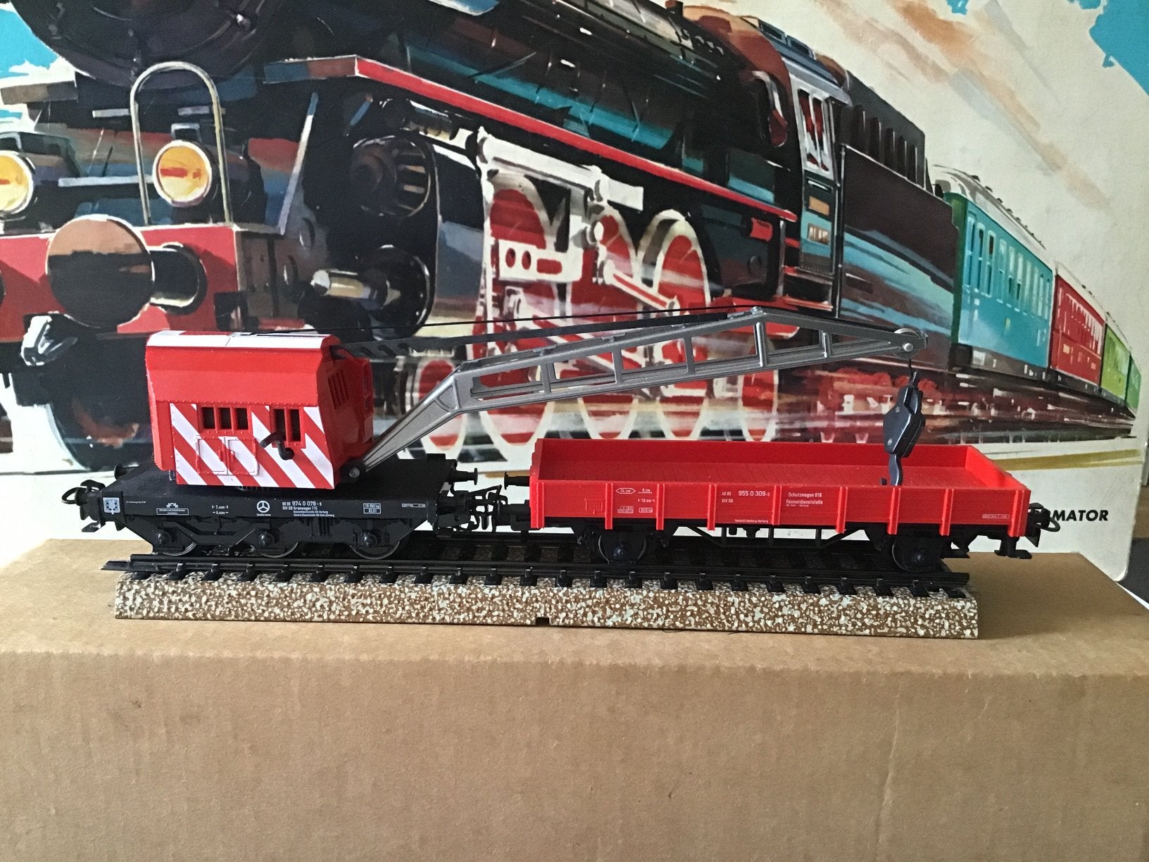 Marklin 4611 kraan met lage bakwagen en bok  als nieuw., Wisselstroom, Wagon, Ophalen of Verzenden, Zo goed als nieuw