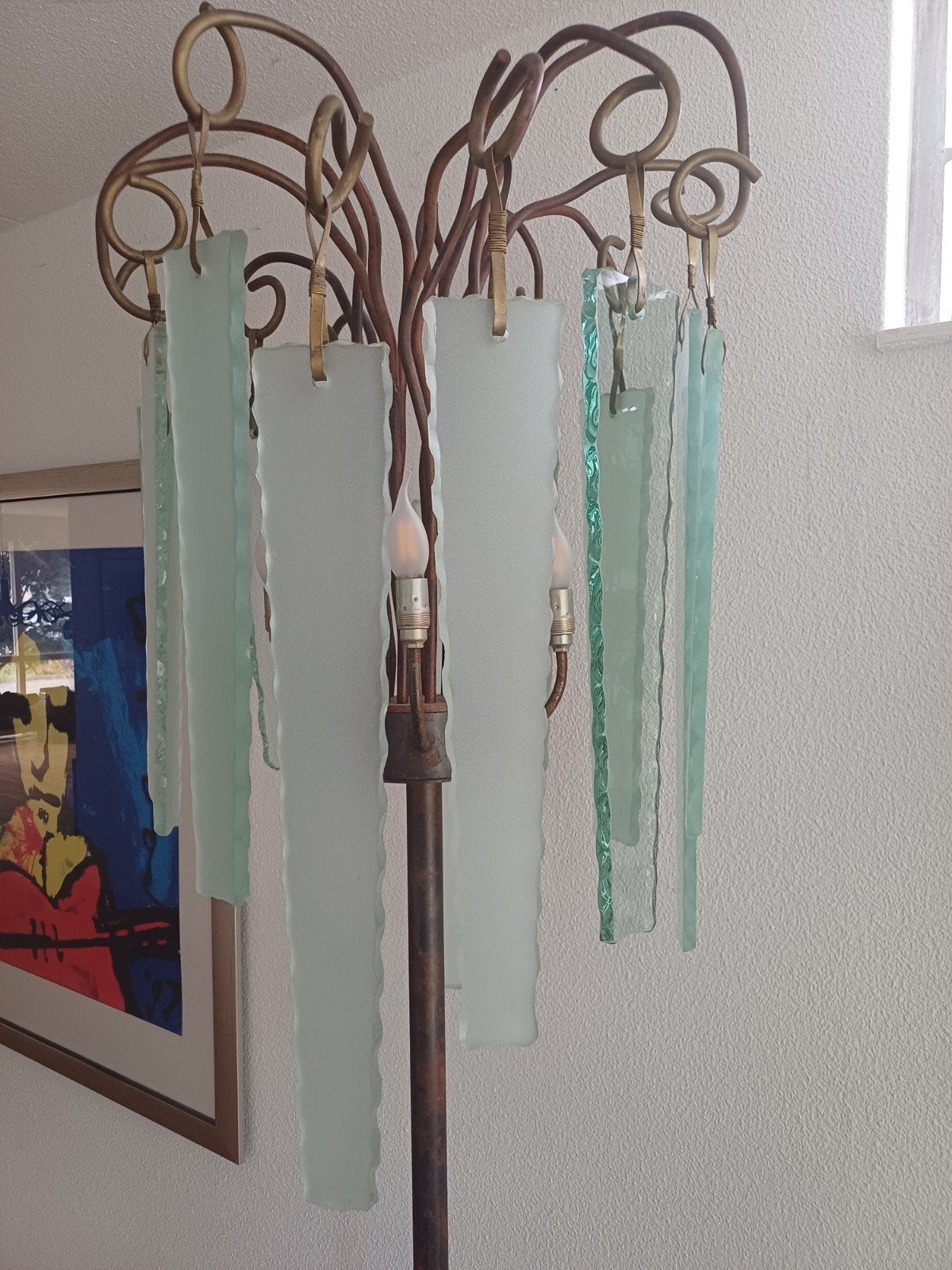 Design vloerlamp met glazen platen, Antiek en Kunst, Antiek | Lampen, Ophalen