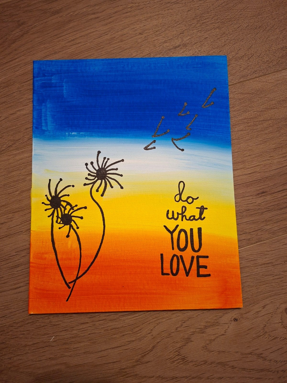 Handgemaakt schilderij 'Do What You Love' 25x30cm, Abstract, Acrylverf, Handgeschilderd, Ophalen of Verzenden