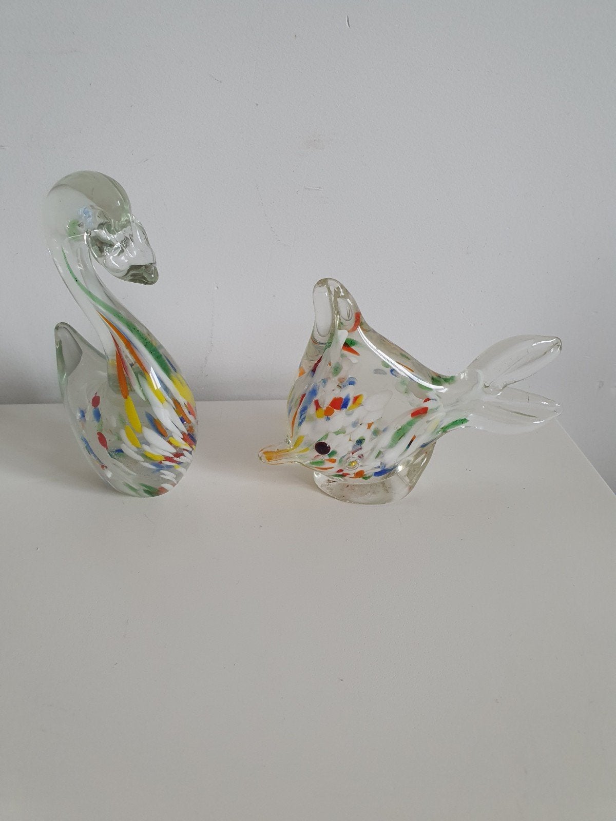 vintage glazen vis en zwaan in Murano stijl,, Antiek en Kunst, Ophalen of Verzenden