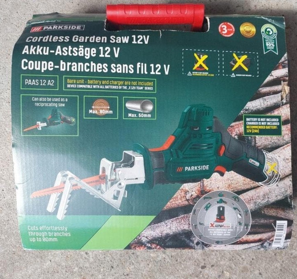 Parkside Accu-Astzaag 12V - Snoeizaag voor takken, Ophalen, 70 mm of meer, Nieuw, Parkside