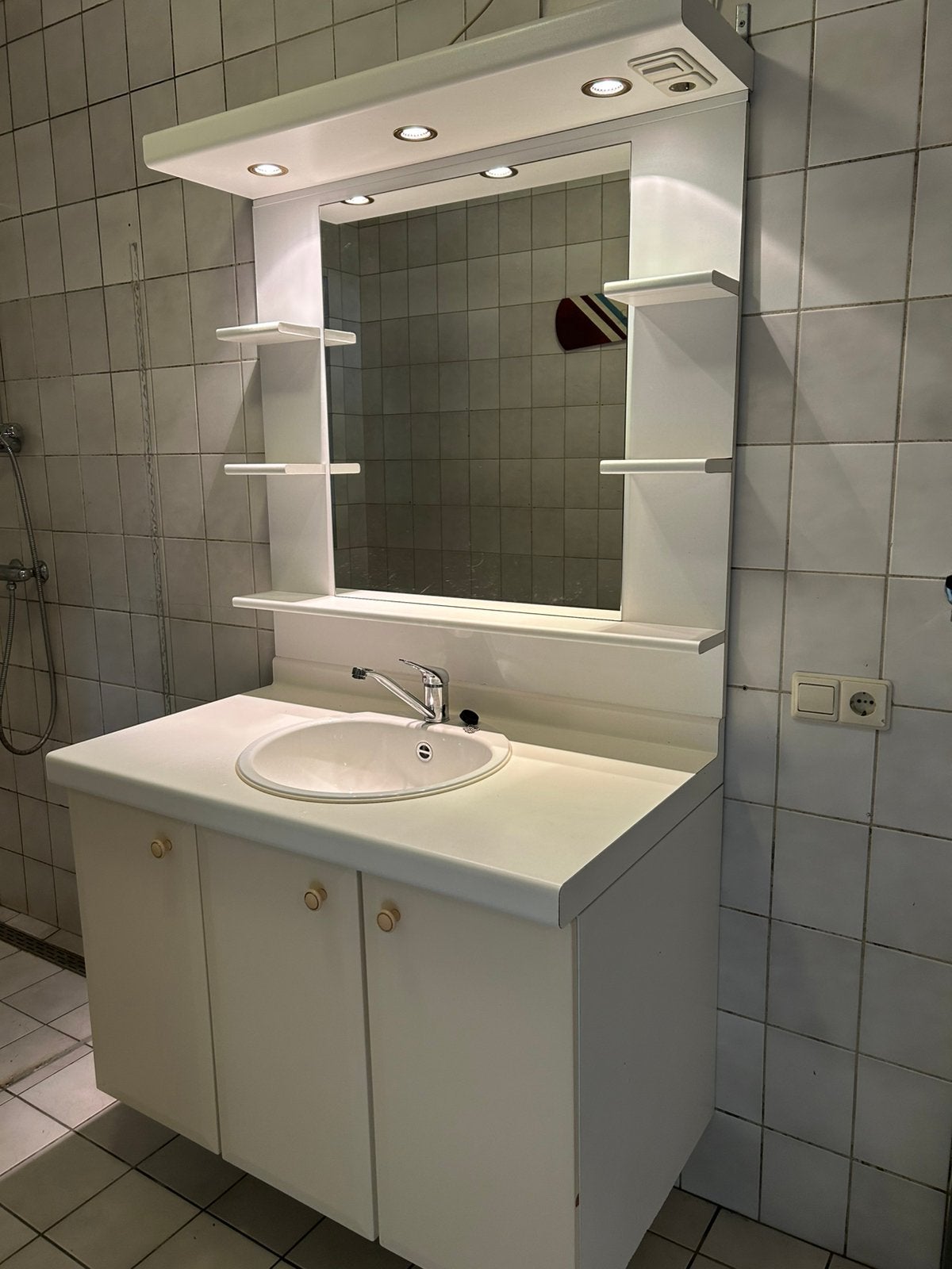 Compleet badmeubel 105cm met wastafel, spiegel & verlichting, Ophalen