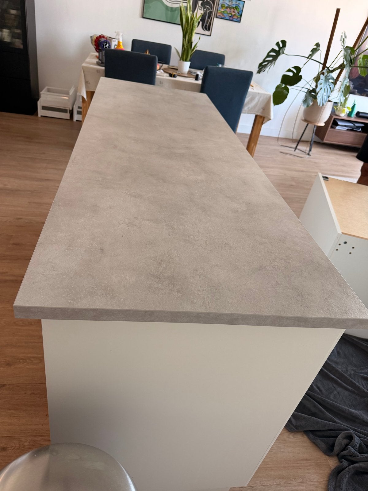 IKEA EKBACKEN werkblad betonlook lichtgrijs 186 cm, Ophalen, Zo goed als nieuw, Grijs, IKEA