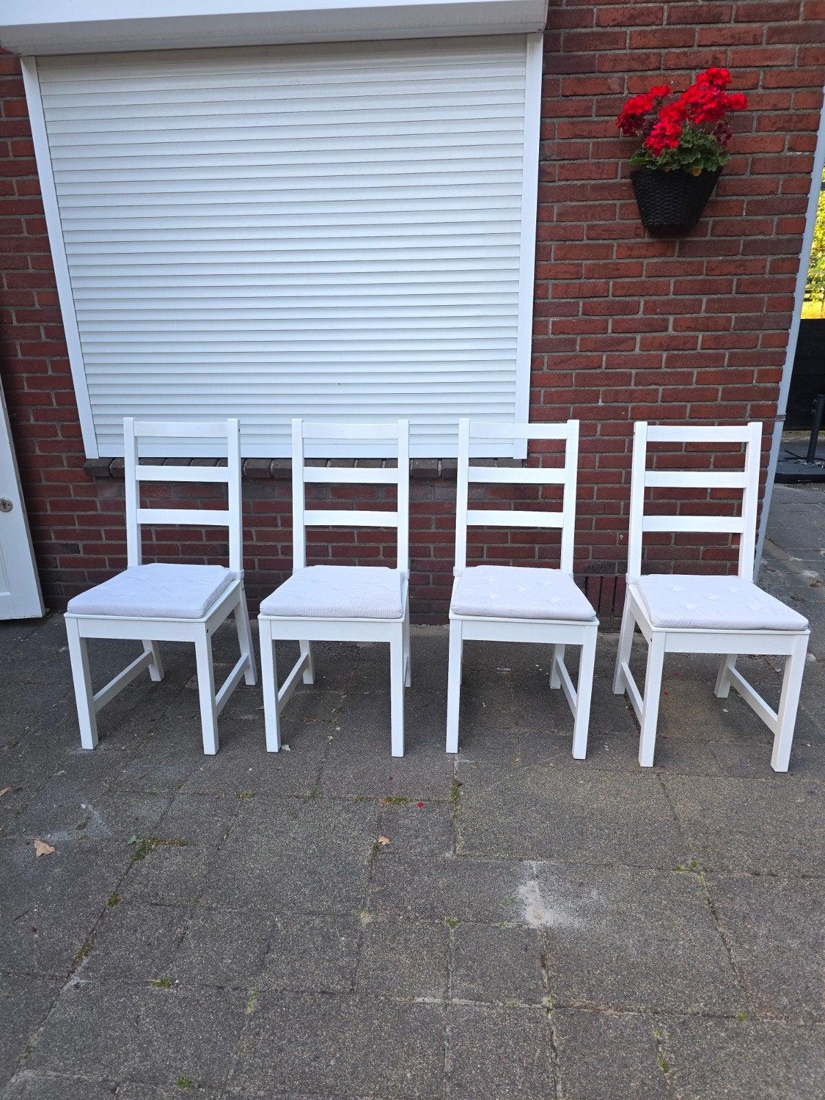 Ikea,Nordviken witte 4 eetkamerstoelen ,hout, Huis en Inrichting, Ophalen, Gebruikt, Wit, Hout