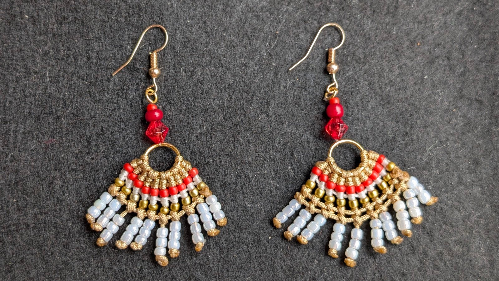 Handgemaakte Macramé Oorbellen met Kralen, Overige materialen, Hangers, Overige kleuren, Nieuw