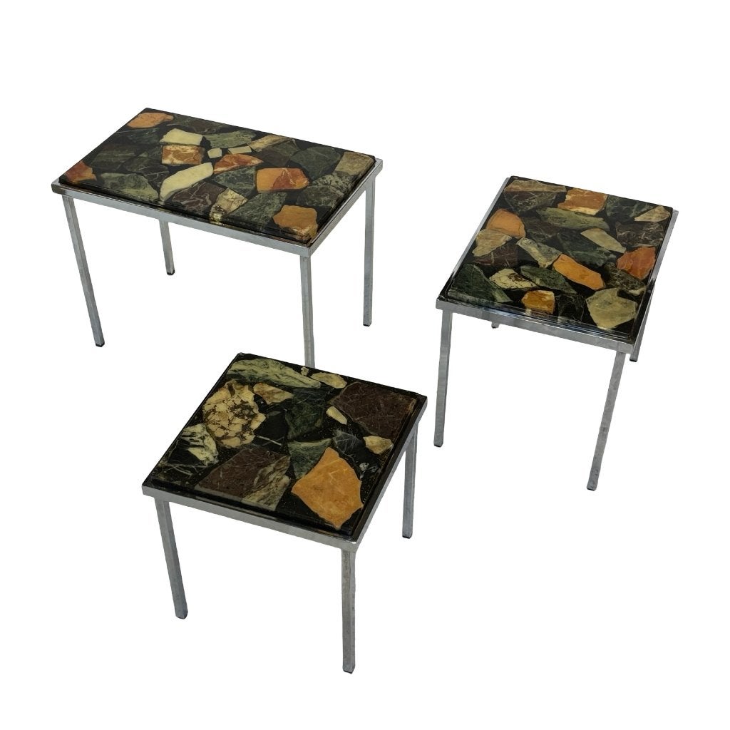 Vintage Mimiset (Onyx) Marmer bijzettafeltjes set, Minder dan 55 cm, Gebruikt, Vintage, Vintage