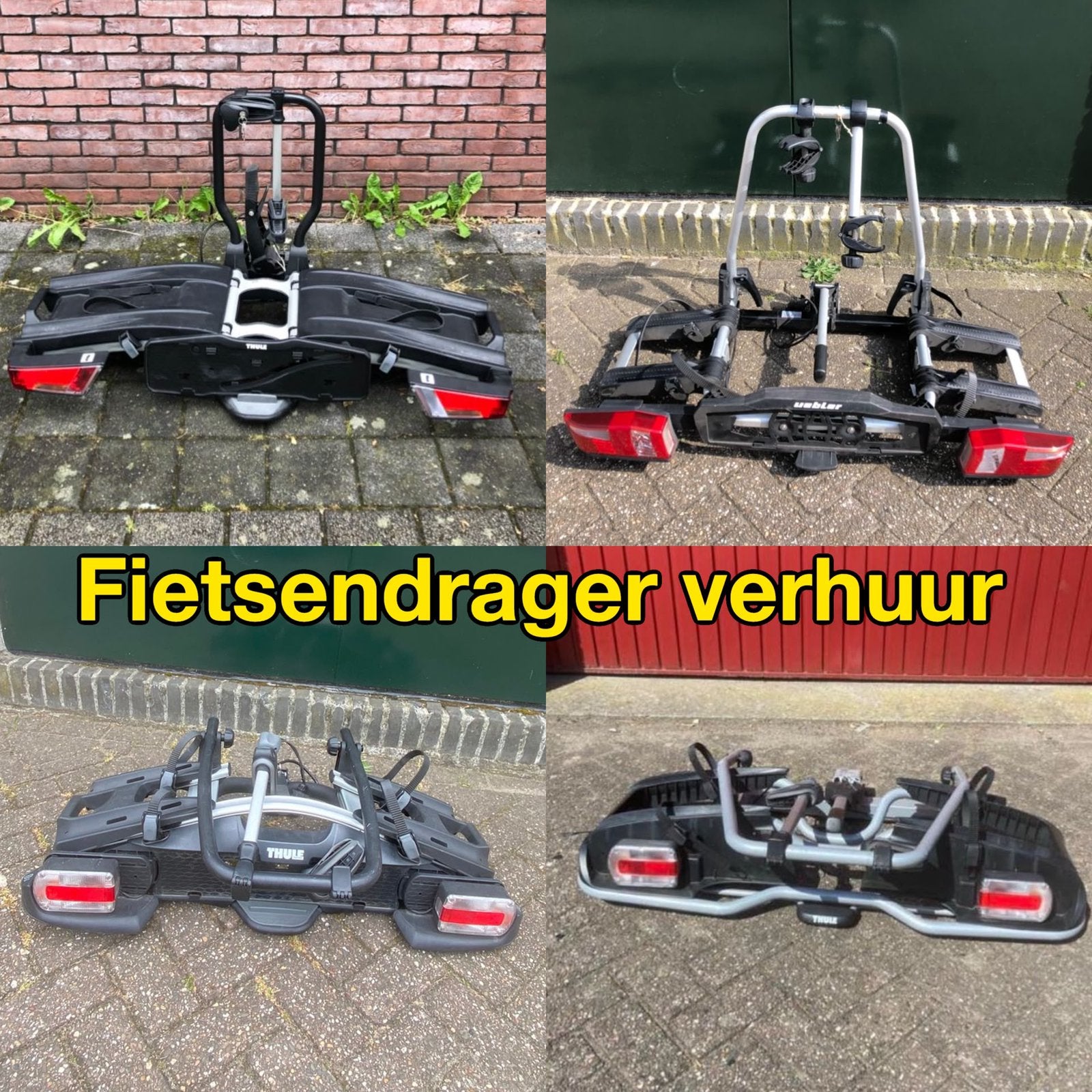 Fietsendrager huren veilig en zorgeloos op pad!, Ophalen of Verzenden, Nieuw, Trekhaakdrager