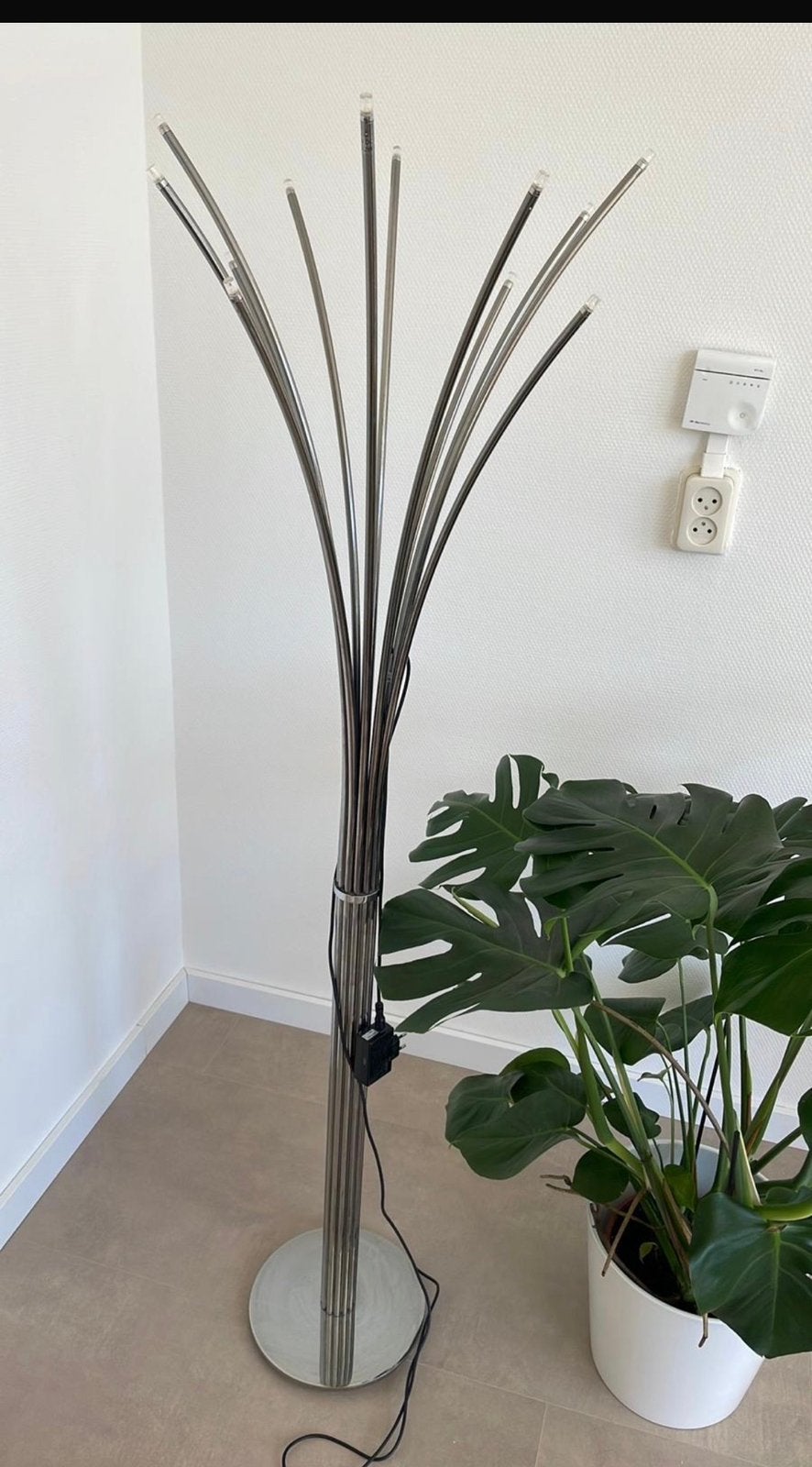 Staande zilveren lamp, Ophalen of Verzenden, Zo goed als nieuw, Metaal, 150 tot 200 cm