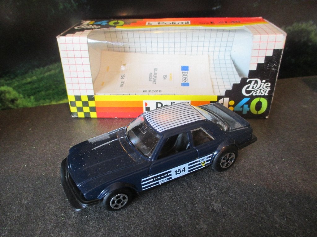 1:40 Mercedes Benz C107 450 SLC Rally - Polistil donkerblauw, Hobby en Vrije tijd, Ophalen of Verzenden, Zo goed als nieuw, Auto