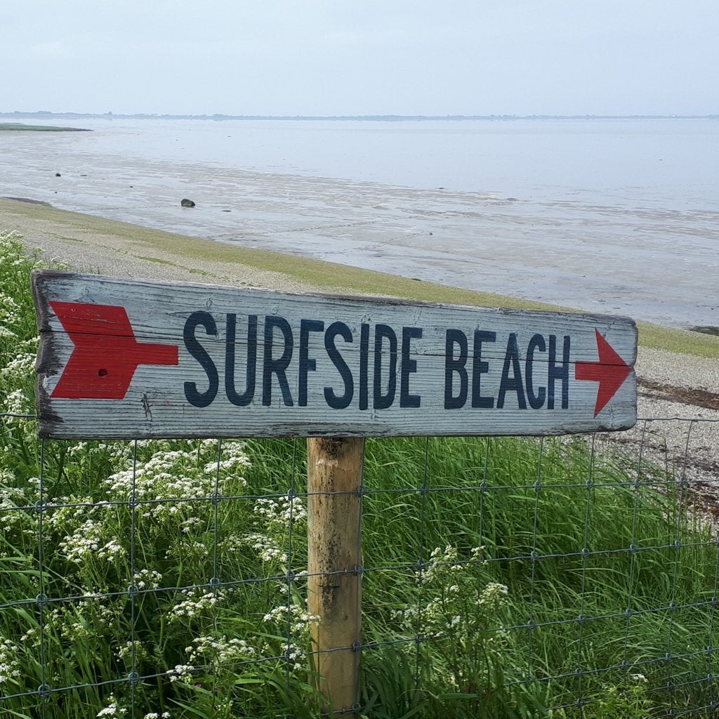 Handgeschilderd houten tekstbord / Surf / Beach / strand, 134 cm, Boho, Hout, Meerkleurig