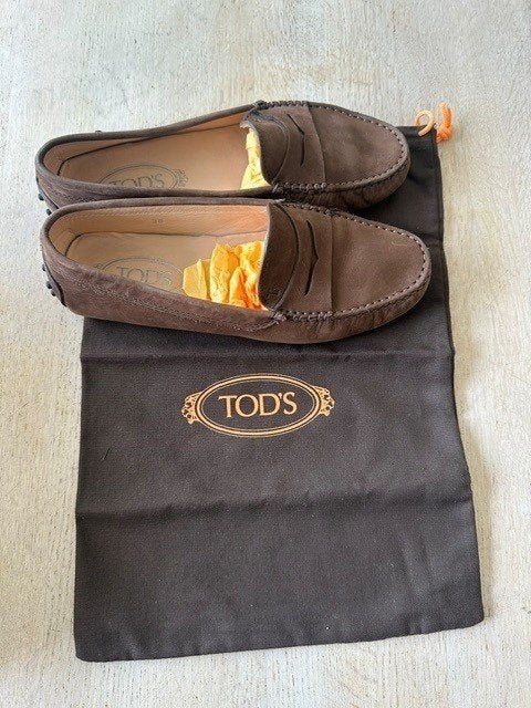tods loafers maat 38 bruin leer/suede, Bruin, Verzenden, Instappers, Zo goed als nieuw