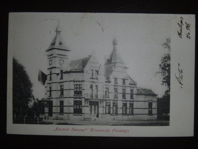 Ansichtkaart Wouwse Plantage. Kasteel Emsens. 1902, Verzamelen, Ophalen of Verzenden, Voor 1920, Gelopen, Noord-Brabant