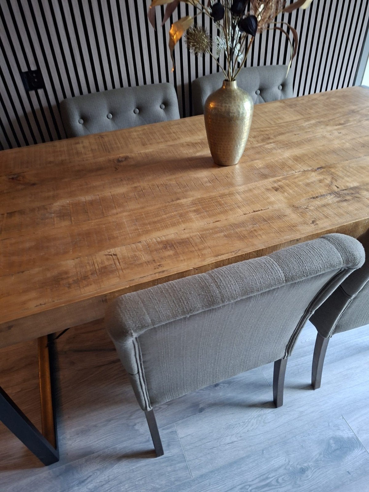Te koop mooie mango eethoek, Ophalen, Gebruikt, 50 tot 100 cm, Vier personen