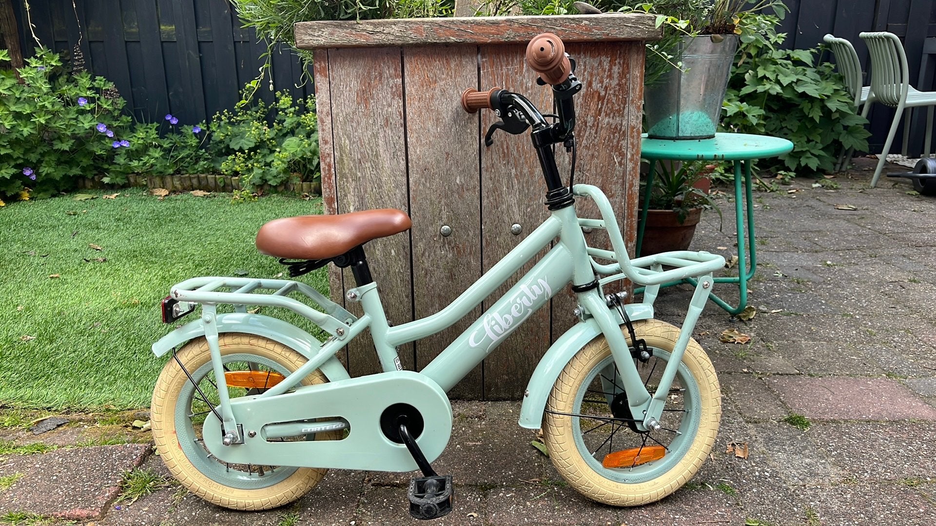 Kinderfiets: Liberty 14 inch, mintgroen, Ophalen, Gebruikt, Minder dan 16 inch, Zijwieltjes