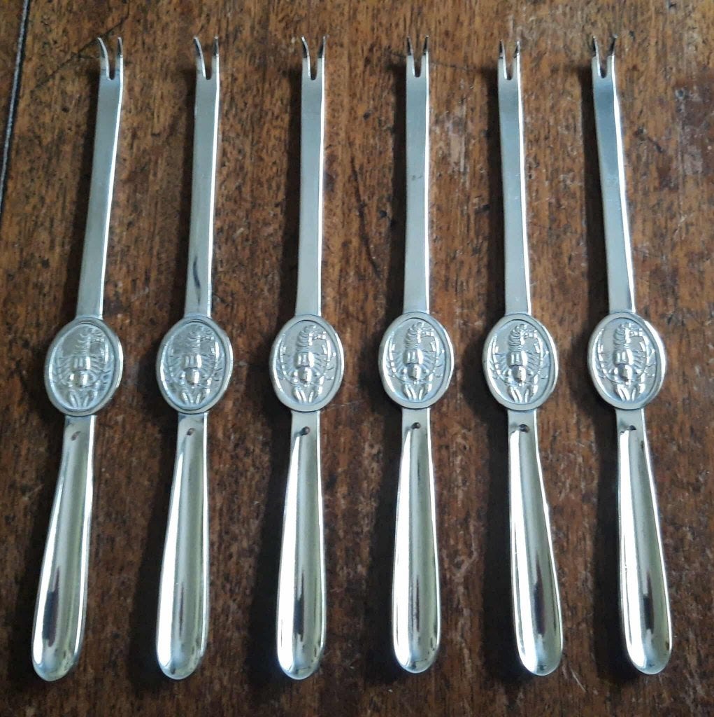 SOLA-100. 6 Kreeften-Vorken, NIEUWSTAAT., Sola, Nieuw, Ophalen of Verzenden, Zilver