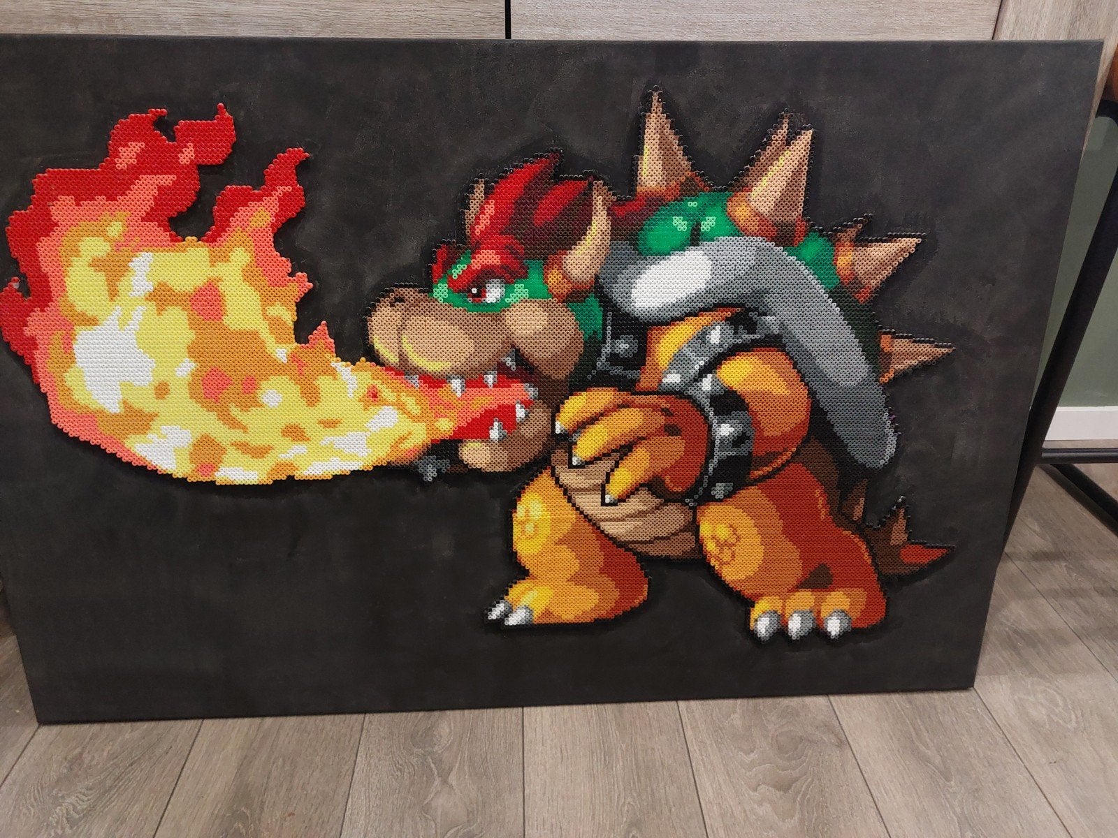 Super Mario Bowser pixel art schilderij canvas met licht, Ophalen, Zo goed als nieuw