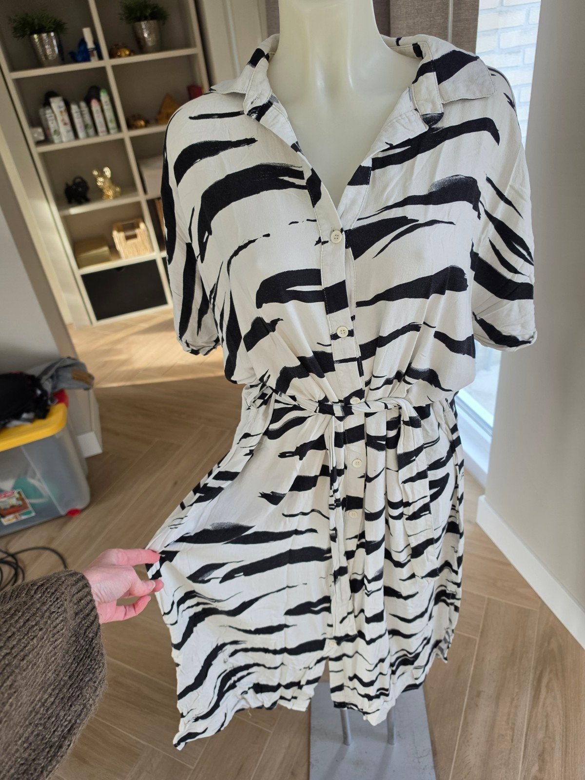 Blouse jurk zebra maat 42 met tailleband heerlijke luchtige, Meerkleurig, Zalando, Maat 42/44 (L), Ophalen of Verzenden