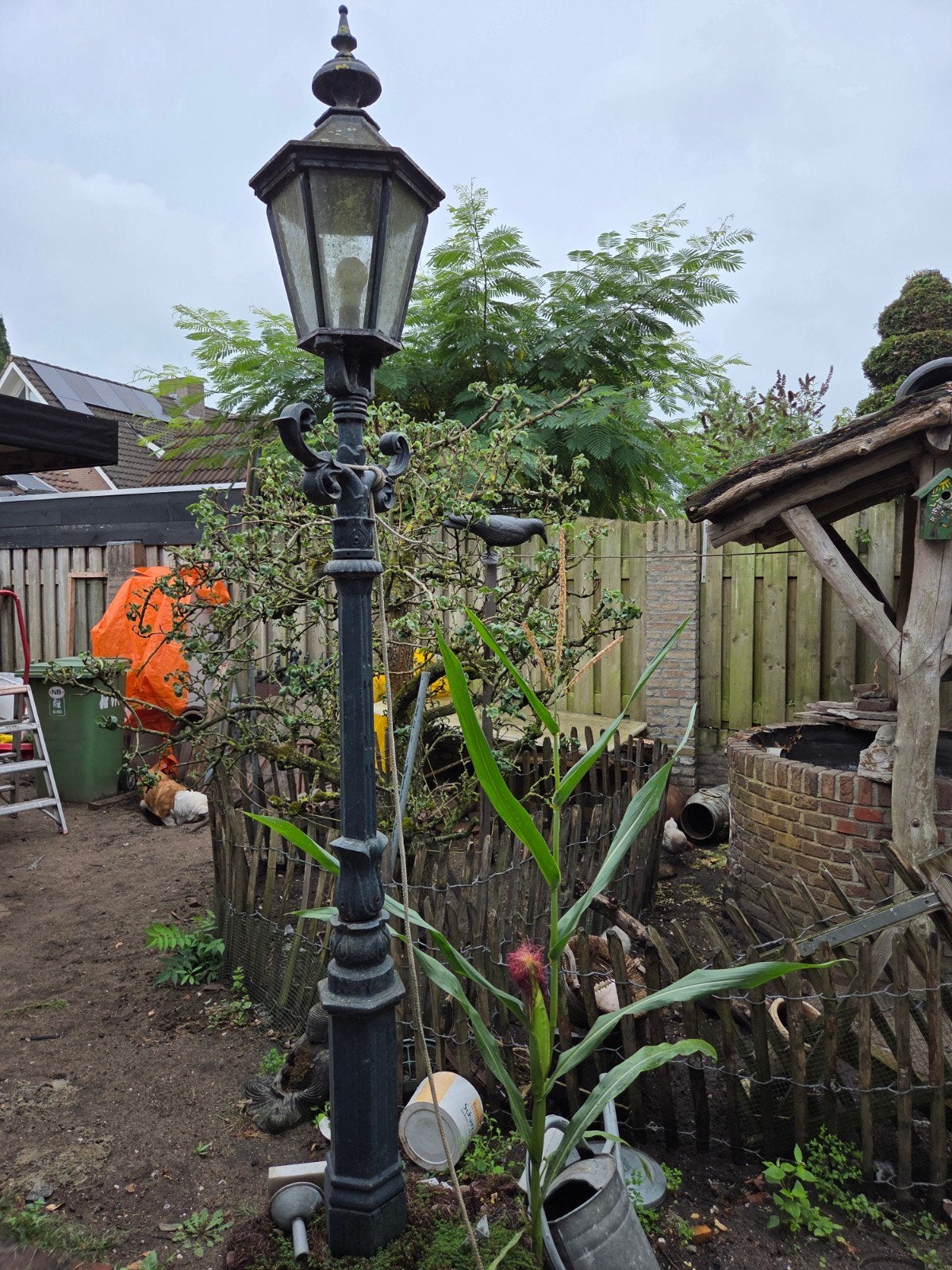 zware oude gietijzeren lantaarn 240 cm hoog, Tuin en Terras, Ophalen