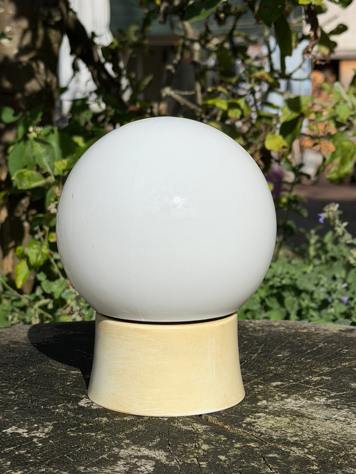Retro vintage bollamp plafonniere opaalglas, Ophalen, Gebruikt, Vintage, E27 (groot)