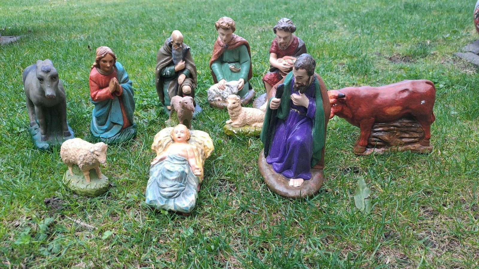 Kerststal Beelden Set - Jozef, Maria, Jezus, Dieren, Ophalen, Gebruikt, Beeld(je), Christendom | Katholiek