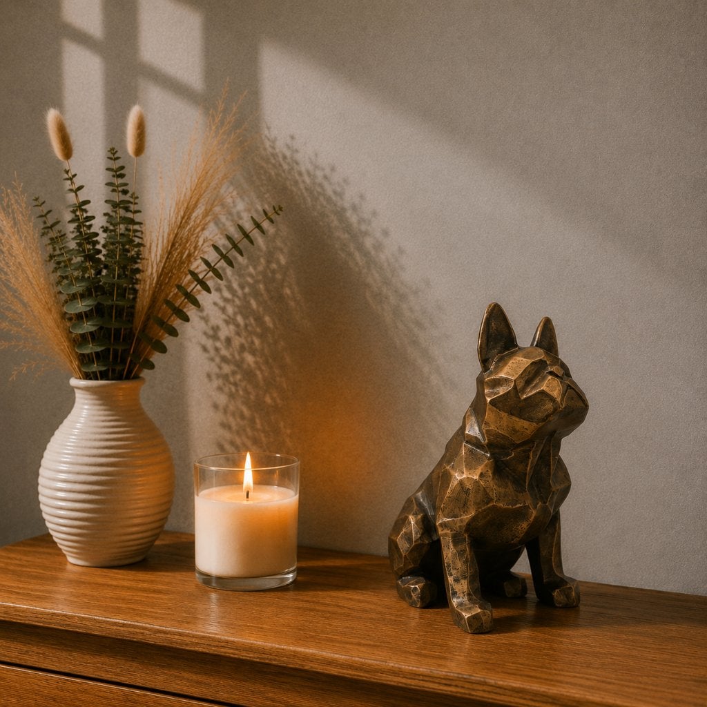 Urn Franse Bulldog - Antiek Goud, Overige stijlen, Nieuw, Ophalen of Verzenden, Goud