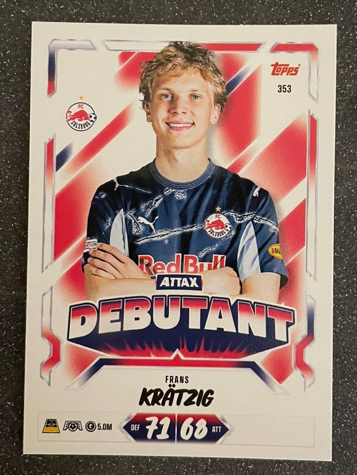 Topps MA 26/27    ATTAX DEBUTANT    KRÄTZIG    FC SALZBURG, Verzenden, Zo goed als nieuw, Meerdere plaatjes