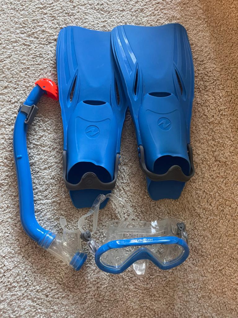 Aqualung Duikset voor Kinderen (Maat 32-37), Ophalen of Verzenden, Zo goed als nieuw, Zwem- of Duikvliezen