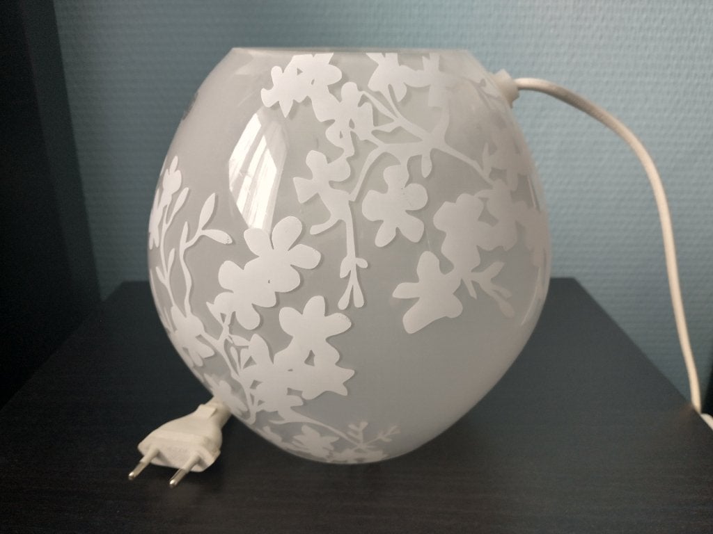 IKEA Knubbig retrolamp wit glas 18cm, Ophalen, Nachtlamp, Wit, IKEA