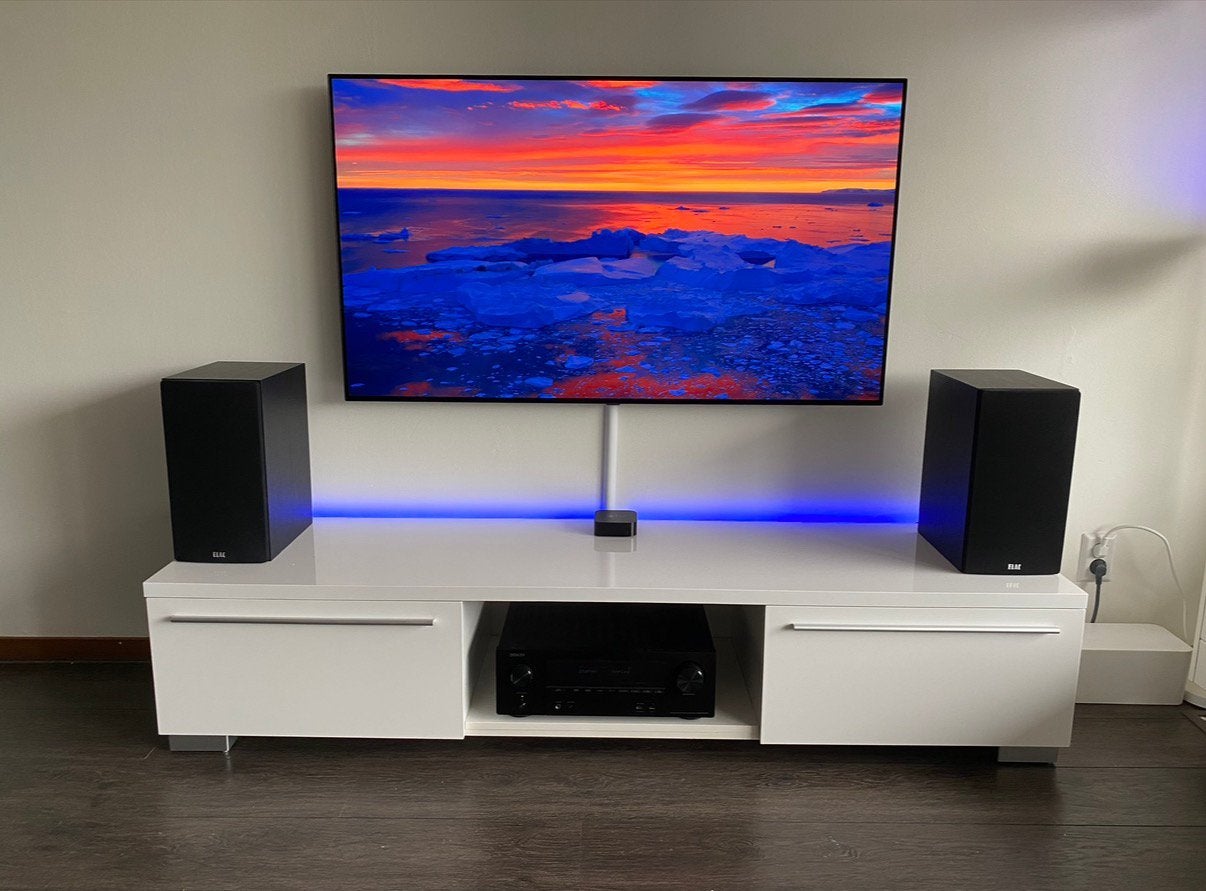 Modern wit tv-meubel met lades en open vak, Ophalen, Overige materialen, 150 tot 200 cm, Zo goed als nieuw