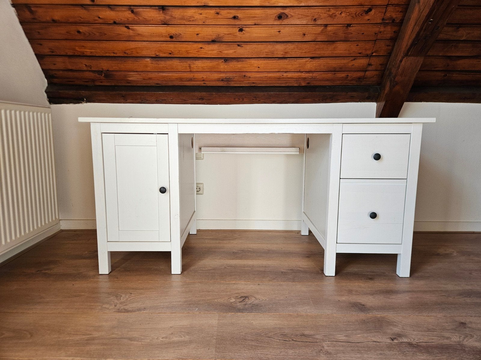 IKEA HEMNES Bureau - Wit met opbergruimte, Ophalen, Met lades, Gebruikt, 155 cm