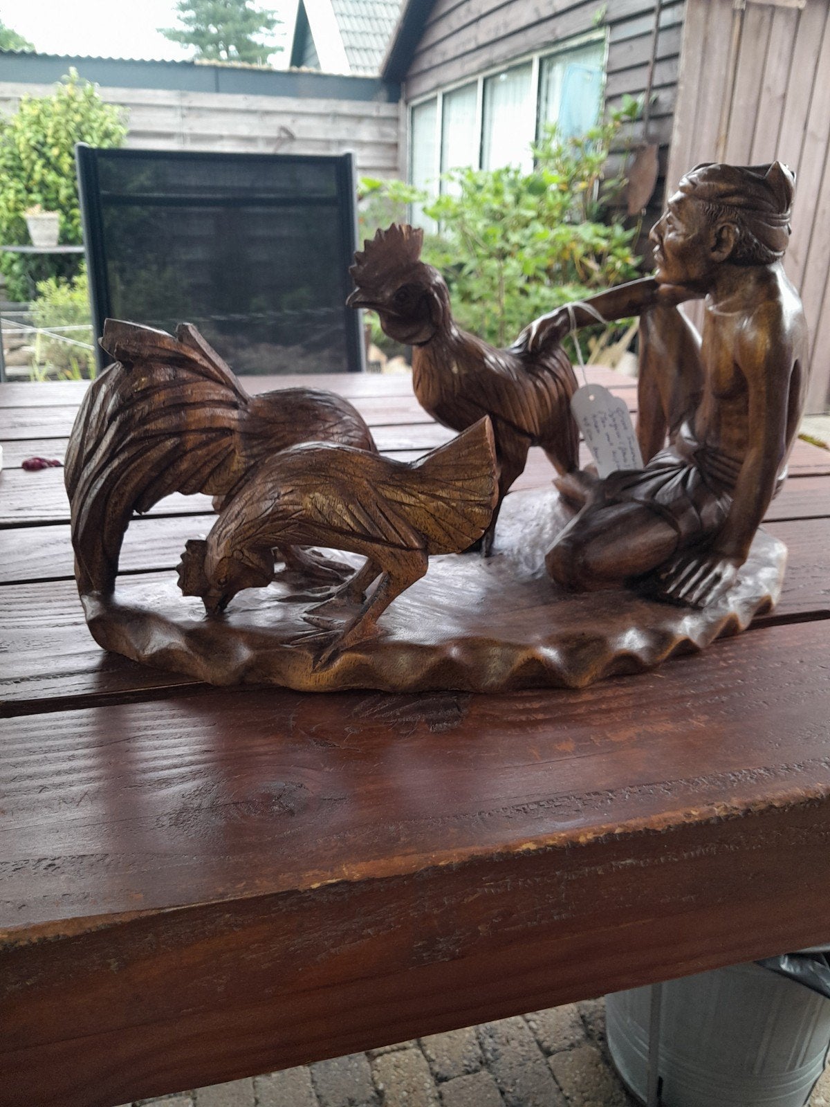 Te koop heel mooi houten beeld, Antiek en Kunst, Ophalen of Verzenden, Handgemaakt, Hout, Bruin