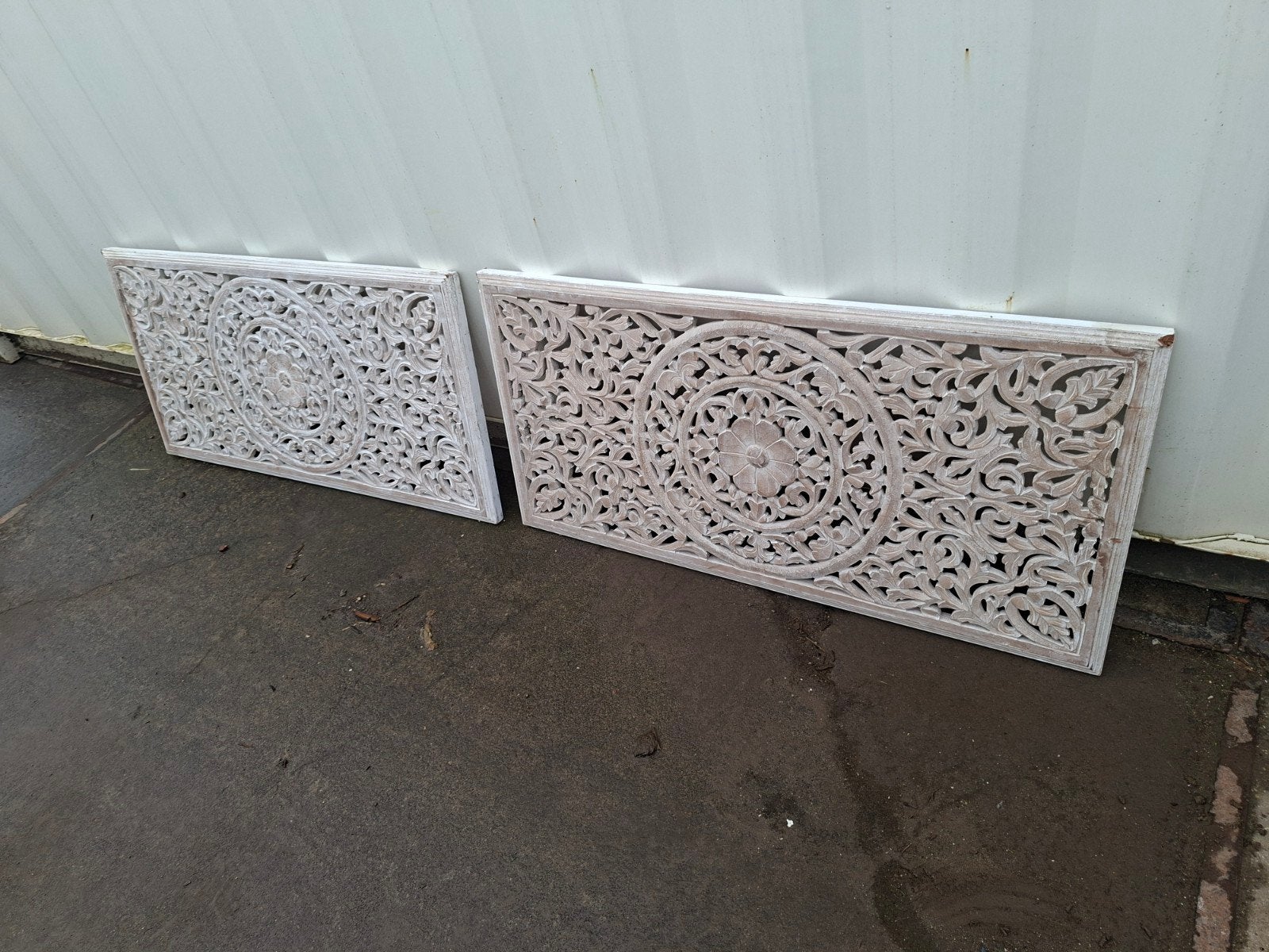 Set van 2 klassieke wandpanelen - Wit, Gebruikt, Hout, Vintage, Ophalen of Verzenden