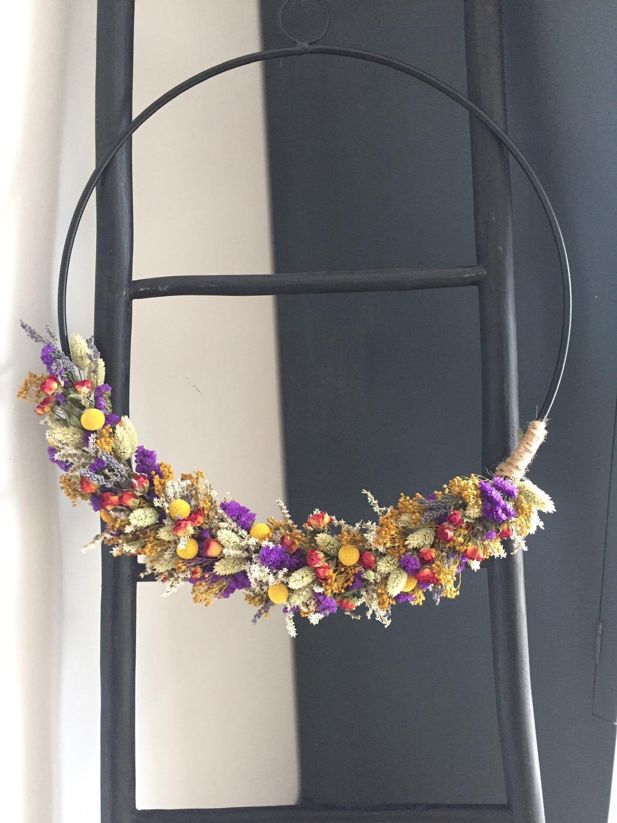 Grote krans wanddecoratie droogbloemen, Ophalen, Zo goed als nieuw