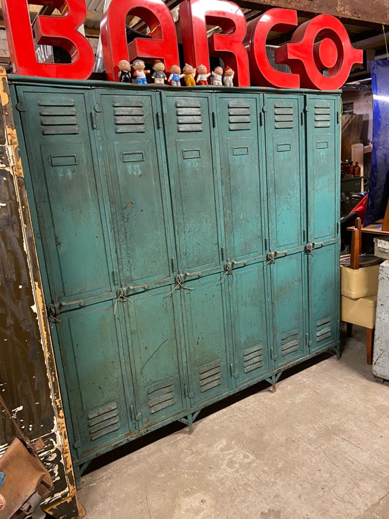 Stoere vintage franse metalen lockerkast uit de jaren 1930, Ophalen of Verzenden, Gebruikt