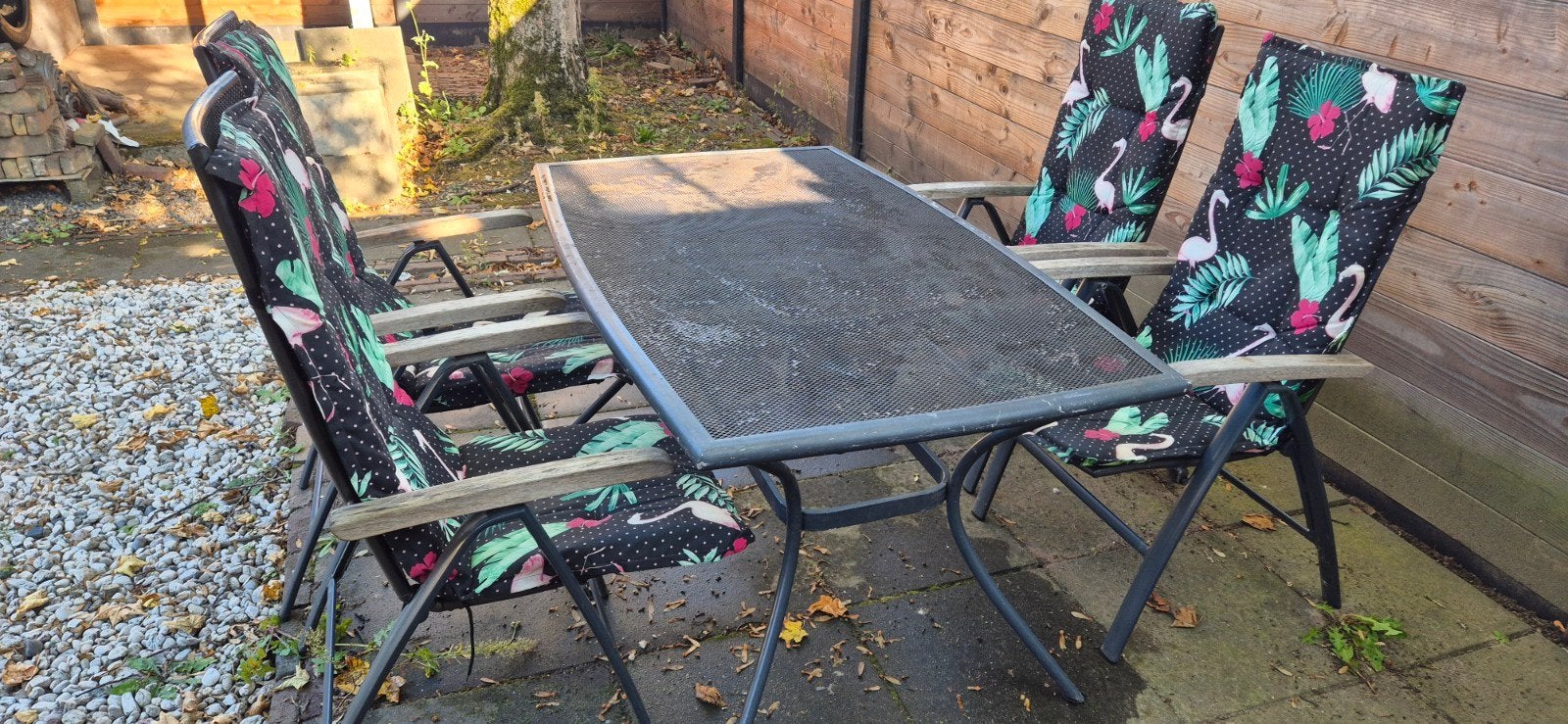 tuintafel met stoelen, Ophalen, 4 zitplaatsen, Gebruikt, Aluminium