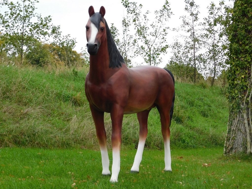 Beeld Paard XXL - 190 x 220 cm - Polystone, Dierenbeeld, Kunststof, ., Nieuw