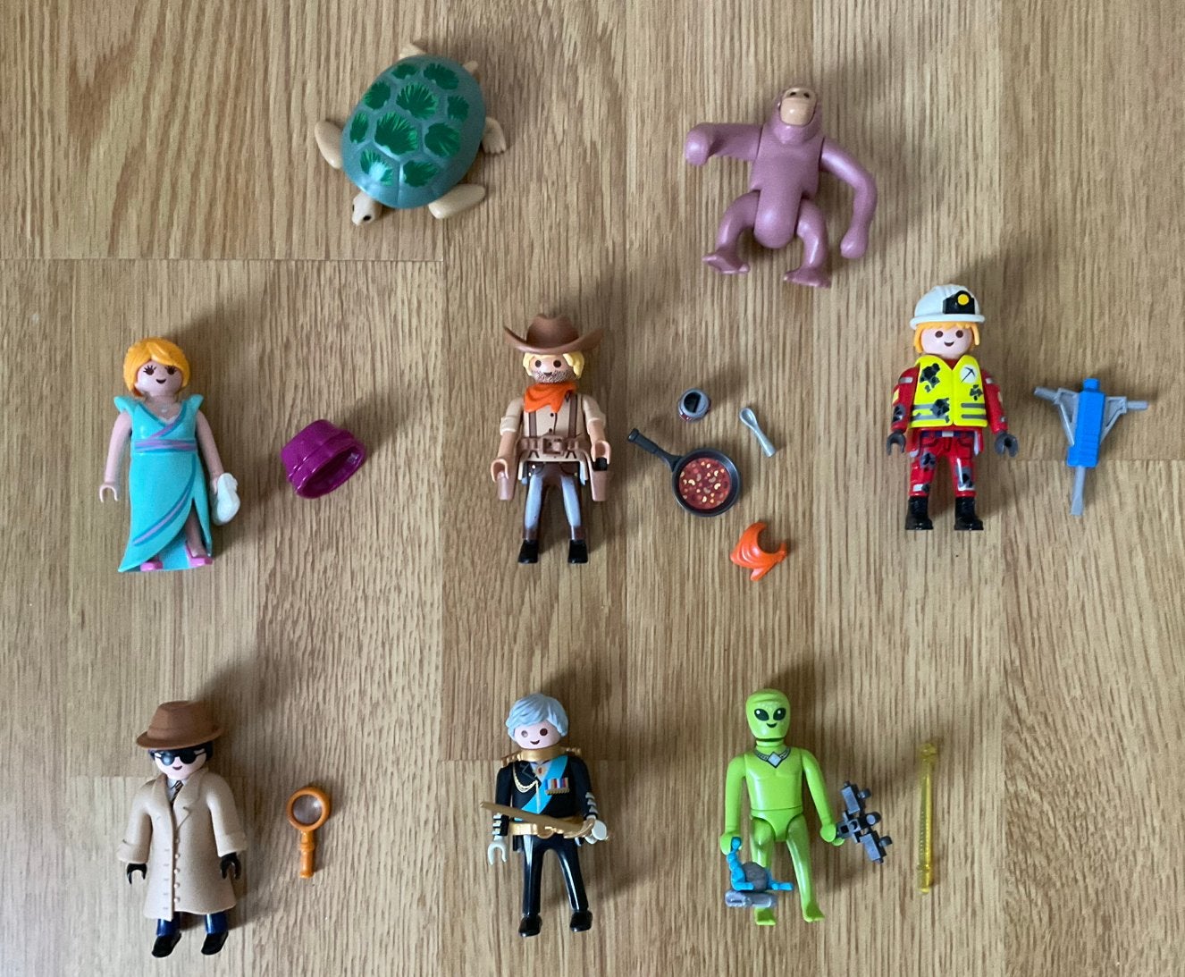 Playmobil poppetjes & dieren; cowboy, detective, schildpad, Ophalen of Verzenden, Zo goed als nieuw, Losse onderdelen, Overige typen