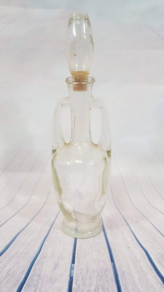 Vintage karaf van glas, mooie geel groene gloed. 30 cm. 7A4, Ophalen of Verzenden