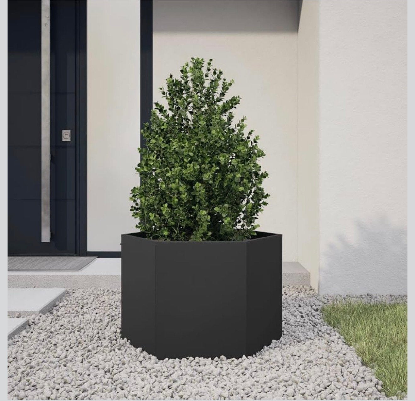 Plantenbak zeshoek 69x60x45 cm staal zwart, Ophalen, Rond, Zo goed als nieuw, Binnen