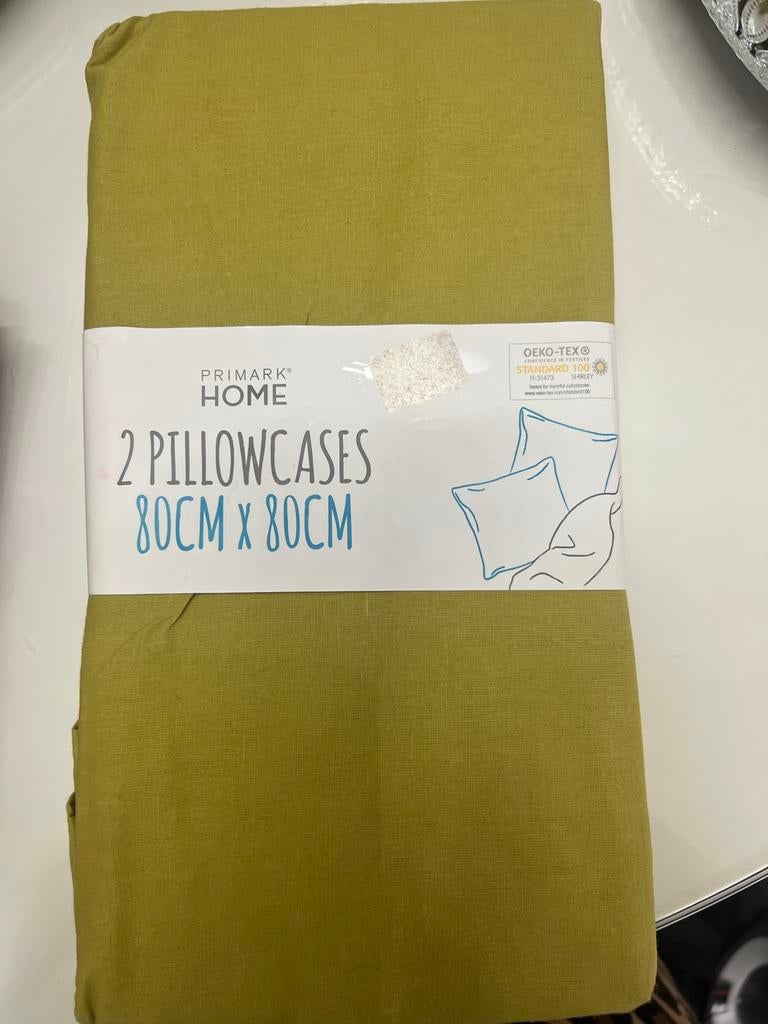 Primark Home Kussenslopen 80x80cm - 2 stuks, Huis en Inrichting, Ophalen of Verzenden, Nieuw, Groen, Hoeslaken of Sloop