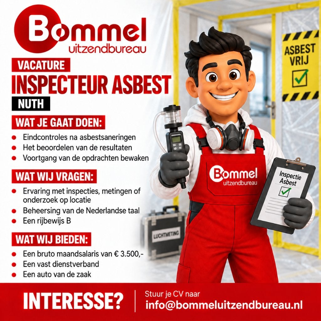 Inspecteur Asbest, 33 - 40 uur, MBO, Starter, Vast contract