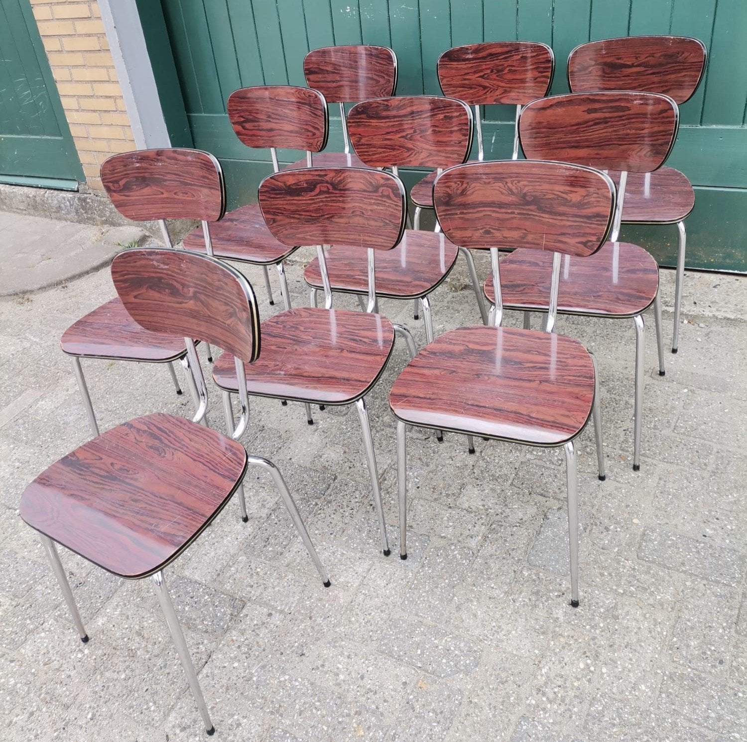 Vintage retro Formica keukenstoelen uit de jaren '60 en '70, Huis en Inrichting, Retro, vintage, industrieel, Gebruikt, Bruin