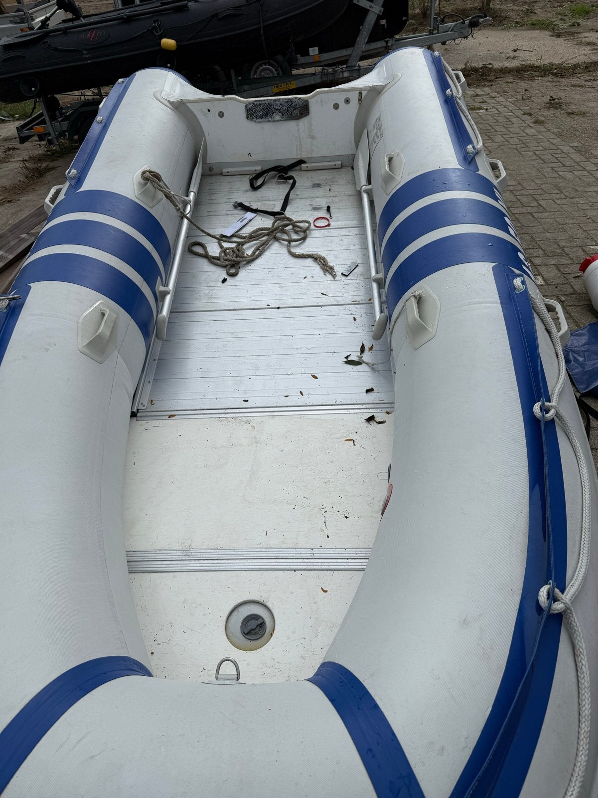 Lodestar opblaasboot met aluminium bodem en wielen, Aluminium, Gebruikt, Ophalen of Verzenden, Pomp
