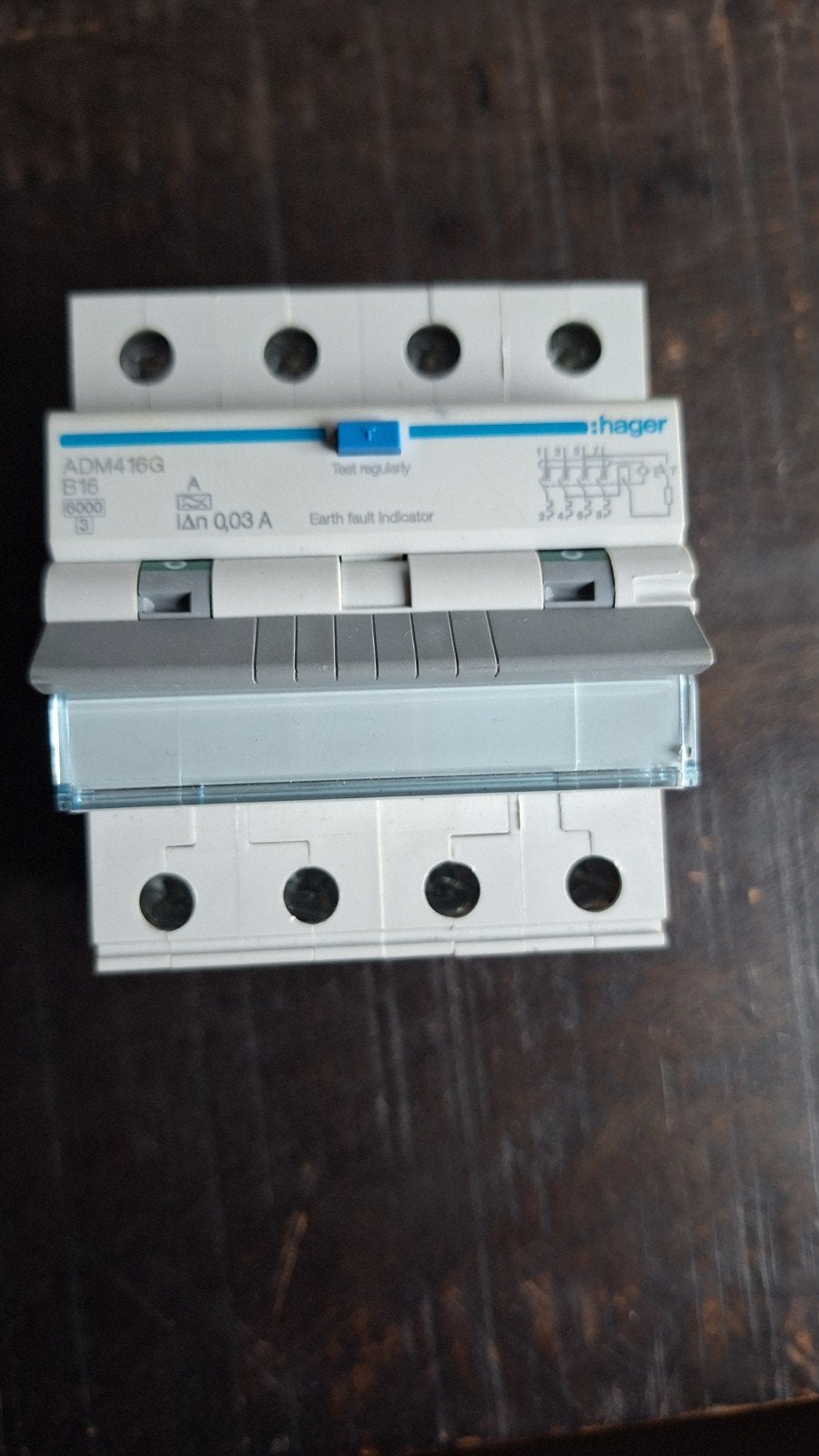 Hager ADM416G 4-polige aardlekautomaat (3 fasen + nul), Doe-het-zelf en Verbouw, Ophalen of Verzenden, Nieuw, Hager, Aardlekautomaat