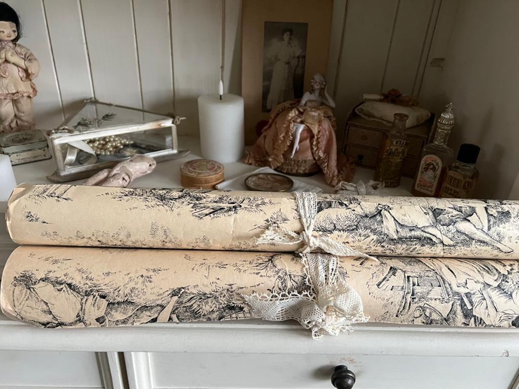 2 oude rollen behang? Toile de Jour prenten, Antiek en Kunst, Ophalen of Verzenden