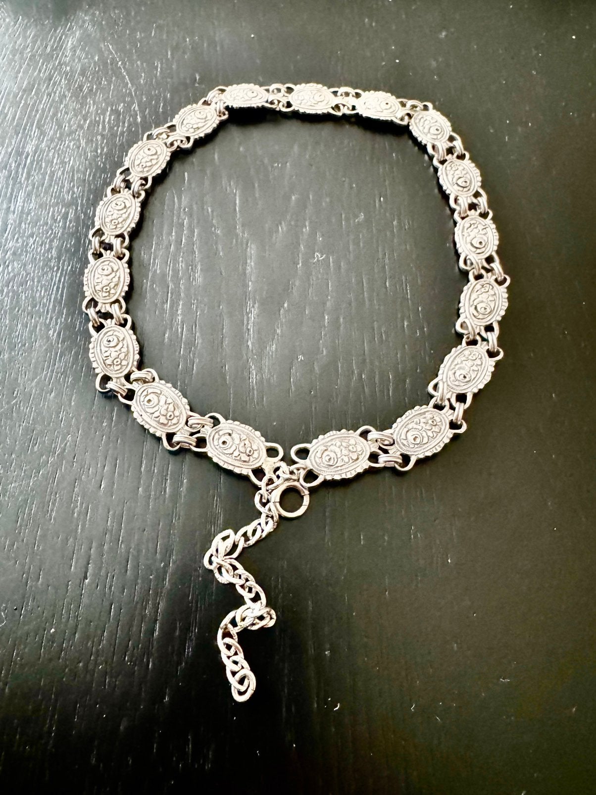 Vintage Sterling Ketting met Gedetailleerde Schakels, Ophalen of Verzenden, Gebruikt, Zilver
